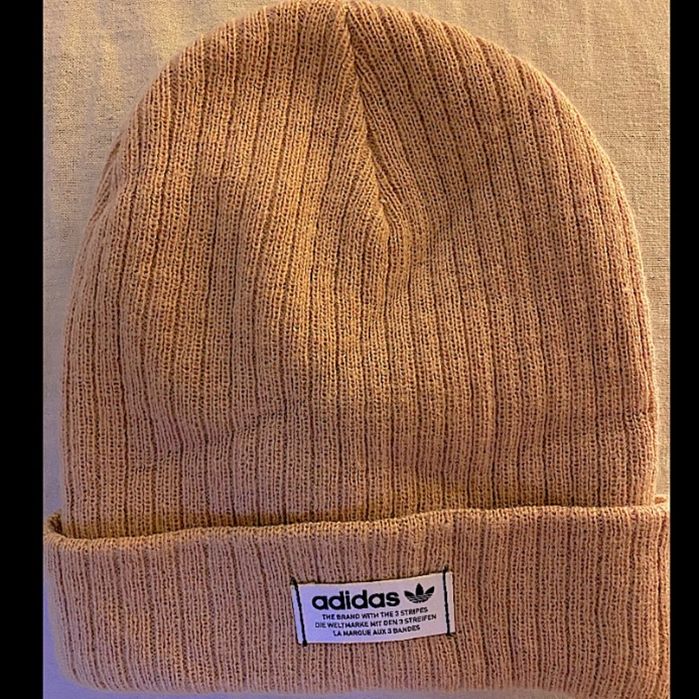 Adidas soft pink knit hat